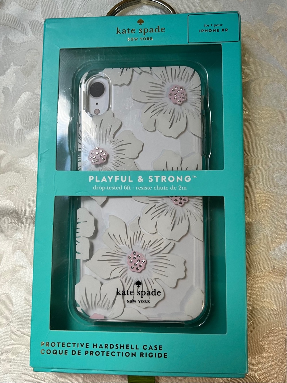 kate spade White Floral iPhone XR Hardshell Case with Pink Accents NWT